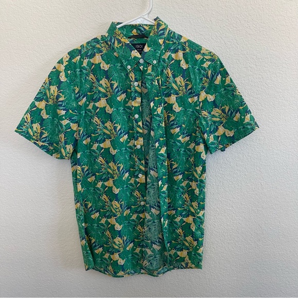 1091 men’s short sleeve tropical print shirt - Picture 2 of 5